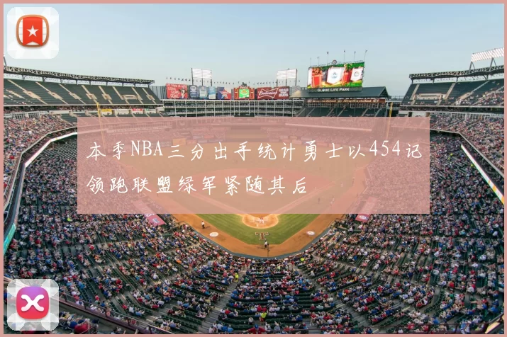 本季NBA三分出手统计勇士以454记领跑联盟绿军紧随其后