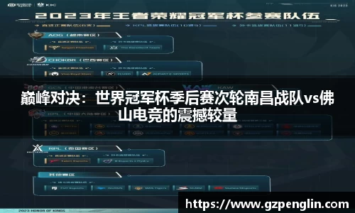 巅峰对决：世界冠军杯季后赛次轮南昌战队vs佛山电竞的震撼较量